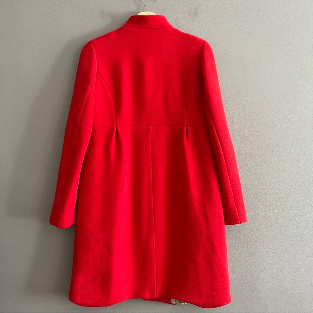 J. Crew Pea Coat Women Wool Blend Elegant Trench Jacket Old Money Red Sz 4 - Picture 2 of 14